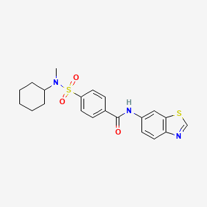 molecular formula C21H23N3O3S2 B3309051 N-(1,3-benzothiazol-6-yl)-4-[cyclohexyl(methyl)sulfamoyl]benzamide CAS No. 941877-44-7