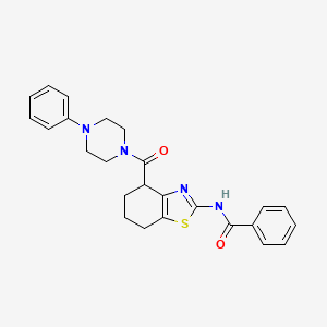molecular formula C25H26N4O2S B3309062 N-[4-(4-phenylpiperazine-1-carbonyl)-4,5,6,7-tetrahydro-1,3-benzothiazol-2-yl]benzamide CAS No. 941879-54-5