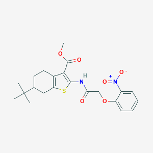 molecular formula C22H26N2O6S B330907 Methyl 6-tert-butyl-2-[({2-nitrophenoxy}acetyl)amino]-4,5,6,7-tetrahydro-1-benzothiophene-3-carboxylate 