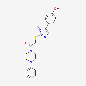 molecular formula C23H26N4O2S B3309070 2-((5-(4-methoxyphenyl)-1-methyl-1H-imidazol-2-yl)thio)-1-(4-phenylpiperazin-1-yl)ethanone CAS No. 941880-03-1