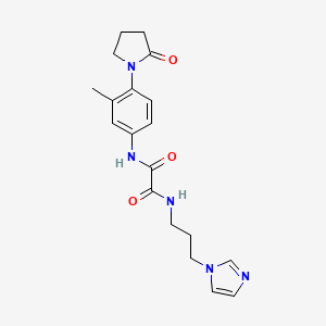 molecular formula C19H23N5O3 B3309105 N-[3-(1H-imidazol-1-yl)propyl]-N'-[3-methyl-4-(2-oxopyrrolidin-1-yl)phenyl]ethanediamide CAS No. 941888-90-0