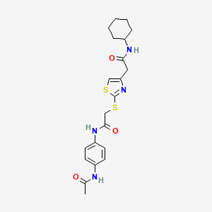 2-({4-[(cyclohexylcarbamoyl)methyl]-1,3-thiazol-2-yl}sulfanyl)-N-(4-acetamidophenyl)acetamide
