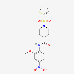 molecular formula C17H19N3O6S2 B3309108 N-(2-methoxy-4-nitrophenyl)-1-(thiophen-2-ylsulfonyl)piperidine-4-carboxamide CAS No. 941896-44-2