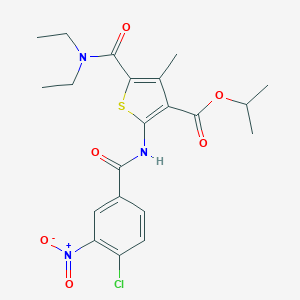 molecular formula C21H24ClN3O6S B330911 Isopropyl 2-({4-chloro-3-nitrobenzoyl}amino)-5-[(diethylamino)carbonyl]-4-methyl-3-thiophenecarboxylate 