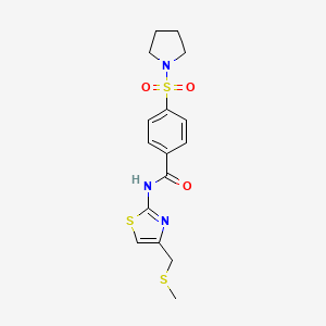 molecular formula C16H19N3O3S3 B3309202 N-(4-((methylthio)methyl)thiazol-2-yl)-4-(pyrrolidin-1-ylsulfonyl)benzamide CAS No. 941915-85-1
