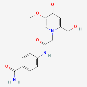 4-(2-(2-(hydroxymethyl)-5-methoxy-4-oxopyridin-1(4H)-yl)acetamido)benzamide