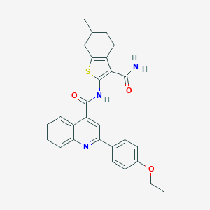 molecular formula C28H27N3O3S B330923 N-(3-carbamoyl-6-methyl-4,5,6,7-tetrahydro-1-benzothiophen-2-yl)-2-(4-ethoxyphenyl)quinoline-4-carboxamide 