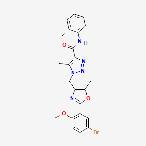 molecular formula C23H22BrN5O3 B3309252 1-{[2-(5-bromo-2-methoxyphenyl)-5-methyl-1,3-oxazol-4-yl]methyl}-5-methyl-N-(2-methylphenyl)-1H-1,2,3-triazole-4-carboxamide CAS No. 941923-76-8