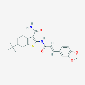 molecular formula C23H26N2O4S B330927 2-{[3-(1,3-Benzodioxol-5-yl)acryloyl]amino}-6-tert-butyl-4,5,6,7-tetrahydro-1-benzothiophene-3-carboxamide 