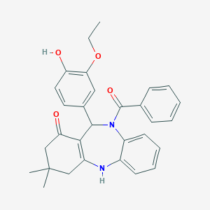 molecular formula C30H30N2O4 B330928 5-Benzoyl-6-(3-ethoxy-4-hydroxyphenyl)-9,9-dimethyl-6,8,10,11-tetrahydrobenzo[b][1,4]benzodiazepin-7-one CAS No. 5977-50-4