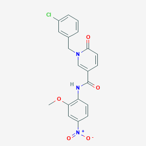 molecular formula C20H16ClN3O5 B3309284 1-[(3-chlorophenyl)methyl]-N-(2-methoxy-4-nitrophenyl)-6-oxopyridine-3-carboxamide CAS No. 941931-16-4