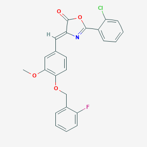 molecular formula C24H17ClFNO4 B330930 2-(2-chlorophenyl)-4-{4-[(2-fluorobenzyl)oxy]-3-methoxybenzylidene}-1,3-oxazol-5(4H)-one 