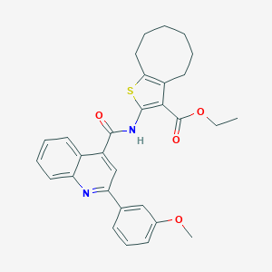 molecular formula C30H30N2O4S B330931 Ethyl 2-({[2-(3-methoxyphenyl)-4-quinolinyl]carbonyl}amino)-4,5,6,7,8,9-hexahydrocycloocta[b]thiophene-3-carboxylate 