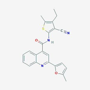molecular formula C23H19N3O2S B330934 N-(3-cyano-4-ethyl-5-methylthiophen-2-yl)-2-(5-methylfuran-2-yl)quinoline-4-carboxamide 