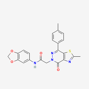 molecular formula C22H18N4O4S B3309343 N-(benzo[d][1,3]dioxol-5-yl)-2-(2-methyl-4-oxo-7-(p-tolyl)thiazolo[4,5-d]pyridazin-5(4H)-yl)acetamide CAS No. 941942-62-7
