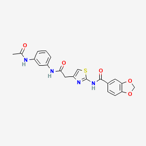 N-(4-(2-((3-acetamidophenyl)amino)-2-oxoethyl)thiazol-2-yl)benzo[d][1,3]dioxole-5-carboxamide