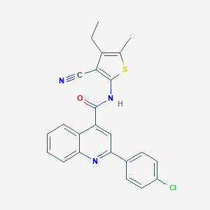 molecular formula C24H18ClN3OS B330936 2-(4-chlorophenyl)-N-(3-cyano-4-ethyl-5-methylthiophen-2-yl)quinoline-4-carboxamide 