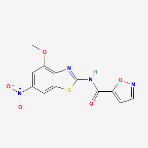 molecular formula C12H8N4O5S B3309396 N-(4-methoxy-6-nitro-1,3-benzothiazol-2-yl)-1,2-oxazole-5-carboxamide CAS No. 941957-24-0