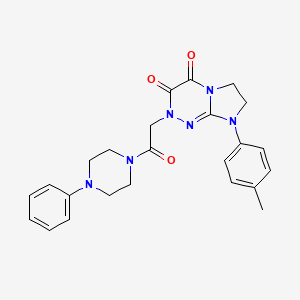 molecular formula C24H26N6O3 B3309398 2-(2-oxo-2-(4-phenylpiperazin-1-yl)ethyl)-8-(p-tolyl)-7,8-dihydroimidazo[2,1-c][1,2,4]triazine-3,4(2H,6H)-dione CAS No. 941960-20-9