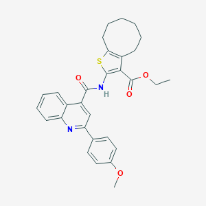 molecular formula C30H30N2O4S B330940 Ethyl 2-({[2-(4-methoxyphenyl)-4-quinolinyl]carbonyl}amino)-4,5,6,7,8,9-hexahydrocycloocta[b]thiophene-3-carboxylate 