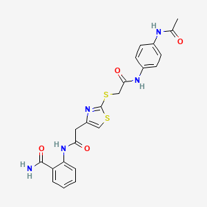 2-(2-(2-((2-((4-Acetamidophenyl)amino)-2-oxoethyl)thio)thiazol-4-yl)acetamido)benzamide