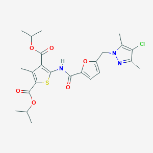 molecular formula C24H28ClN3O6S B330941 diisopropyl 5-({5-[(4-chloro-3,5-dimethyl-1H-pyrazol-1-yl)methyl]-2-furoyl}amino)-3-methyl-2,4-thiophenedicarboxylate 