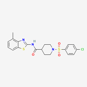 molecular formula C20H20ClN3O3S2 B3309423 1-(4-chlorobenzenesulfonyl)-N-(4-methyl-1,3-benzothiazol-2-yl)piperidine-4-carboxamide CAS No. 941962-26-1