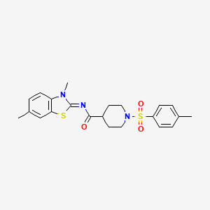 molecular formula C22H25N3O3S2 B3309434 (E)-N-(3,6-dimethylbenzo[d]thiazol-2(3H)-ylidene)-1-tosylpiperidine-4-carboxamide CAS No. 941962-34-1