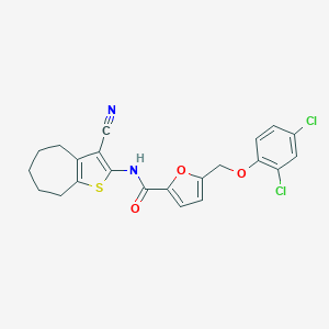 molecular formula C22H18Cl2N2O3S B330944 N-(3-cyano-5,6,7,8-tetrahydro-4H-cyclohepta[b]thiophen-2-yl)-5-[(2,4-dichlorophenoxy)methyl]furan-2-carboxamide 