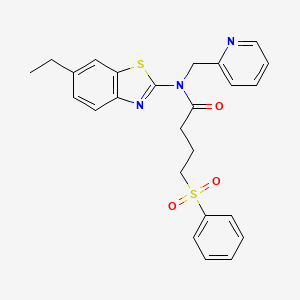 N-(6-ethylbenzo[d]thiazol-2-yl)-4-(phenylsulfonyl)-N-(pyridin-2-ylmethyl)butanamide