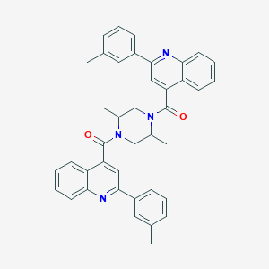 molecular formula C40H36N4O2 B330946 4-[(2,5-Dimethyl-4-{[2-(3-methylphenyl)-4-quinolinyl]carbonyl}-1-piperazinyl)carbonyl]-2-(3-methylphenyl)quinoline 