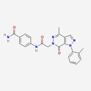 molecular formula C22H20N6O3 B3309469 4-(2-(4-methyl-7-oxo-1-(o-tolyl)-1H-pyrazolo[3,4-d]pyridazin-6(7H)-yl)acetamido)benzamide CAS No. 941973-26-8