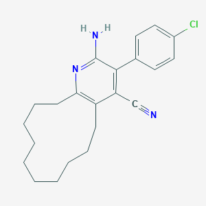 molecular formula C22H26ClN3 B330947 2-Amino-3-(4-chlorophenyl)-5,6,7,8,9,10,11,12,13,14-decahydrocyclododeca[b]pyridine-4-carbonitrile 