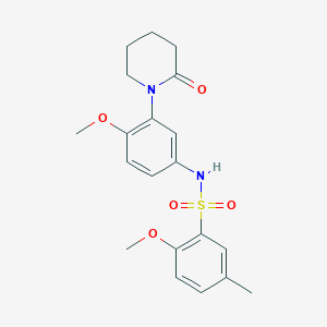 molecular formula C20H24N2O5S B3309513 2-methoxy-N-(4-methoxy-3-(2-oxopiperidin-1-yl)phenyl)-5-methylbenzenesulfonamide CAS No. 941983-33-1