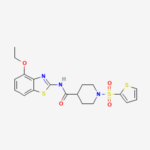 molecular formula C19H21N3O4S3 B3309519 N-(4-ethoxybenzo[d]thiazol-2-yl)-1-(thiophen-2-ylsulfonyl)piperidine-4-carboxamide CAS No. 941984-04-9