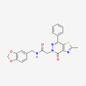 molecular formula C22H18N4O4S B3309526 N-(benzo[d][1,3]dioxol-5-ylmethyl)-2-(2-methyl-4-oxo-7-phenylthiazolo[4,5-d]pyridazin-5(4H)-yl)acetamide CAS No. 941986-42-1