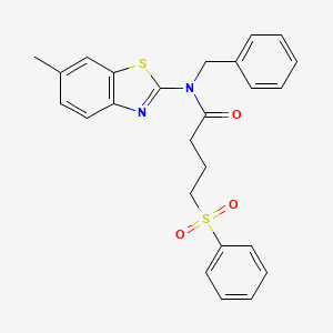 molecular formula C25H24N2O3S2 B3309527 4-(benzenesulfonyl)-N-benzyl-N-(6-methyl-1,3-benzothiazol-2-yl)butanamide CAS No. 941986-98-7