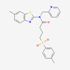 molecular formula C25H25N3O3S2 B3309530 N-(6-methylbenzo[d]thiazol-2-yl)-N-(pyridin-2-ylmethyl)-4-tosylbutanamide CAS No. 941987-22-0