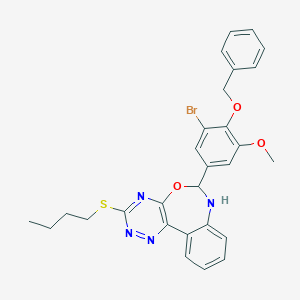 molecular formula C28H27BrN4O3S B330955 6-[4-(Benzyloxy)-3-bromo-5-methoxyphenyl]-3-(butylsulfanyl)-6,7-dihydro[1,2,4]triazino[5,6-d][3,1]benzoxazepine 