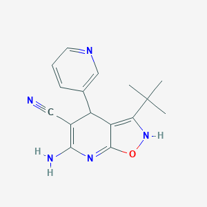 molecular formula C16H17N5O B330956 6-amino-3-tert-butyl-4-pyridin-3-yl-2,4-dihydro-[1,2]oxazolo[5,4-b]pyridine-5-carbonitrile 