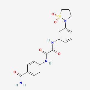 molecular formula C18H18N4O5S B3309580 N1-(4-carbamoylphenyl)-N2-(3-(1,1-dioxidoisothiazolidin-2-yl)phenyl)oxalamide CAS No. 941998-14-7