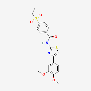 molecular formula C20H20N2O5S2 B3309585 N-(4-(3,4-dimethoxyphenyl)thiazol-2-yl)-4-(ethylsulfonyl)benzamide CAS No. 941998-96-5