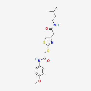 molecular formula C19H25N3O3S2 B3309589 N-isopentyl-2-(2-((2-((4-methoxyphenyl)amino)-2-oxoethyl)thio)thiazol-4-yl)acetamide CAS No. 942000-40-0
