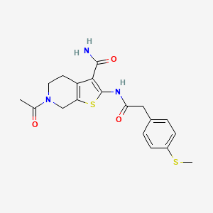 molecular formula C19H21N3O3S2 B3309613 6-Acetyl-2-(2-(4-(methylthio)phenyl)acetamido)-4,5,6,7-tetrahydrothieno[2,3-c]pyridine-3-carboxamide CAS No. 942007-75-2