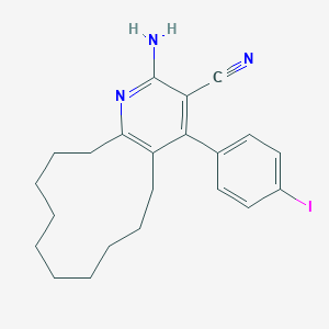 molecular formula C22H26IN3 B330963 2-Amino-4-(4-iodophenyl)-5,6,7,8,9,10,11,12,13,14-decahydrocyclododeca[b]pyridine-3-carbonitrile 