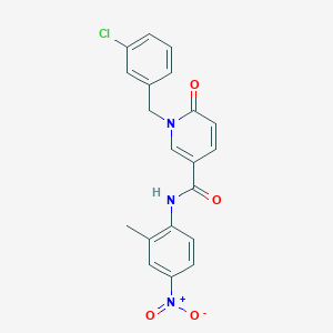 molecular formula C20H16ClN3O4 B3309637 1-[(3-chlorophenyl)methyl]-N-(2-methyl-4-nitrophenyl)-6-oxopyridine-3-carboxamide CAS No. 942009-92-9