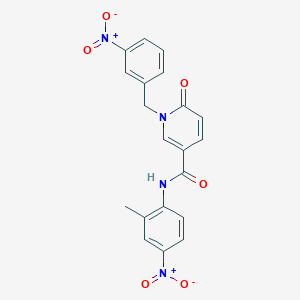 molecular formula C20H16N4O6 B3309640 N-(2-methyl-4-nitrophenyl)-1-[(3-nitrophenyl)methyl]-6-oxopyridine-3-carboxamide CAS No. 942010-04-0