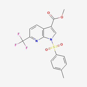 molecular formula C17H13F3N2O4S B3309678 Methyl 6-(trifluoromethyl)-1-tosyl-1H-pyrrolo-[2,3-B]pyridine-3-carboxylate CAS No. 942206-37-3