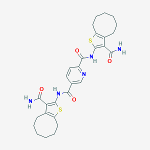 molecular formula C29H33N5O4S2 B330968 N,N'-bis(3-carbamoyl-4,5,6,7,8,9-hexahydrocycloocta[b]thiophen-2-yl)pyridine-2,5-dicarboxamide 