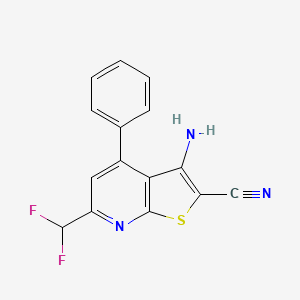 molecular formula C15H9F2N3S B3309683 3-Amino-6-(difluoromethyl)-4-phenylthieno[2,3-b]pyridine-2-carbonitrile CAS No. 942358-04-5